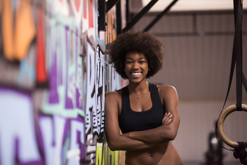 Portrait of Black Women after Workout Dipping Exercise